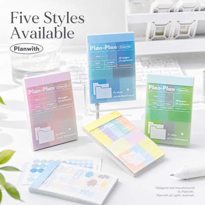 Planwith Multi-Functional Mark Sticky Note Book | Translucent PET & Washi Planner Stickers