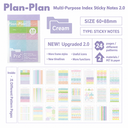 Planwith Multi-Functional Mark Sticky Note Book | Translucent PET & Washi Planner Stickers