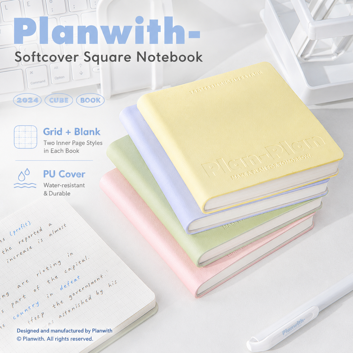 CUBE Series Softcover Square Notebook by Planwith - packaging view for journaling notebook | Lumiyear