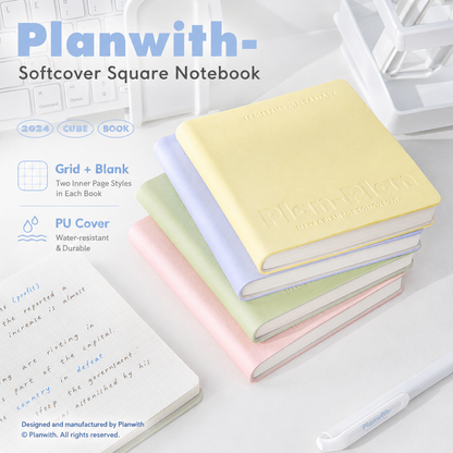 CUBE Series Softcover Square Notebook by Planwith - packaging view for journaling notebook | Lumiyear