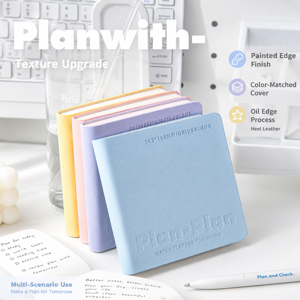 CUBE Series Softcover Square Notebook by Planwith - inside detail for journaling notebook | Lumiyear