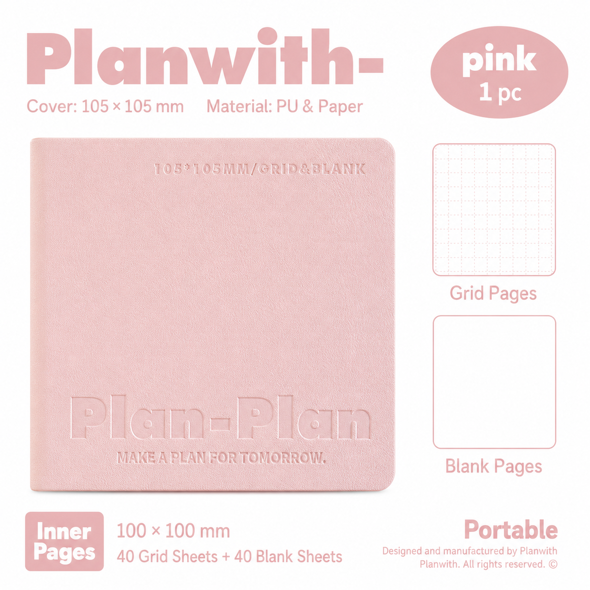 CUBE Series Softcover Square Notebook by Planwith - color option view for journaling notebook | Lumiyear