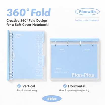 B5 Flexible Series 360° Fold Loose-Leaf Notebook by Planwith - color option view for journaling notebook | Lumiyear