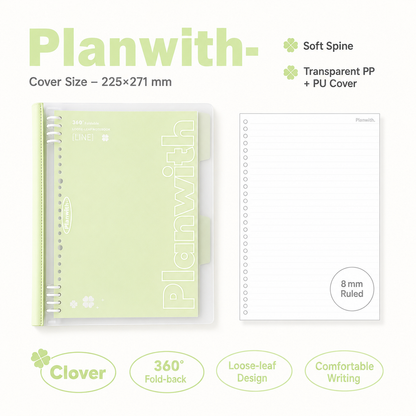 B5 Flexible Series 360° Fold Loose-Leaf Notebook by Planwith - color option view for journaling notebook | Lumiyear