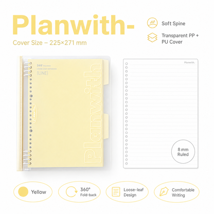 B5 Flexible Series 360° Fold Loose-Leaf Notebook by Planwith - color option view for journaling notebook | Lumiyear
