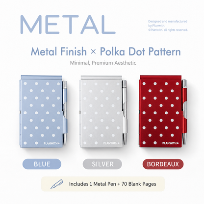 Planwith Pocket Metal Memo Pad Set with Twist Pen | Aluminum Alloy Pocket Journal