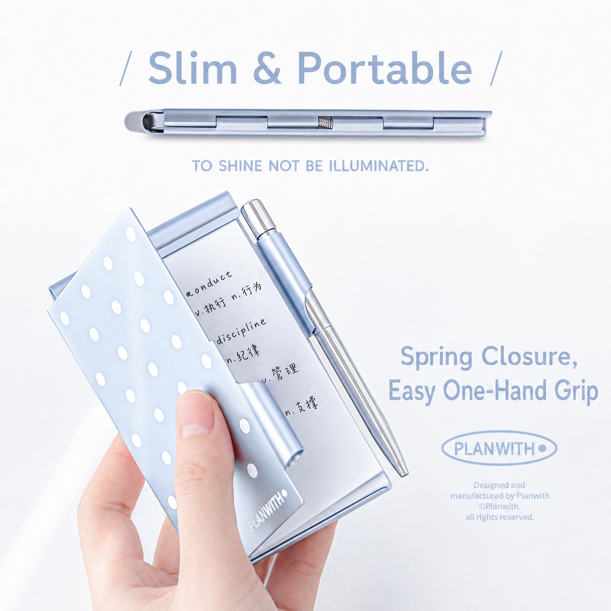 Planwith Pocket Metal Memo Pad Set with Twist Pen | Aluminum Alloy Pocket Journal