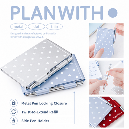 Planwith Pocket Metal Memo Pad Set with Twist Pen | Aluminum Alloy Pocket Journal