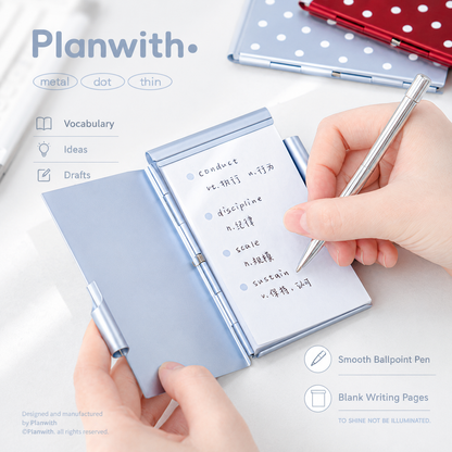 Planwith Pocket Metal Memo Pad Set with Twist Pen | Aluminum Alloy Pocket Journal