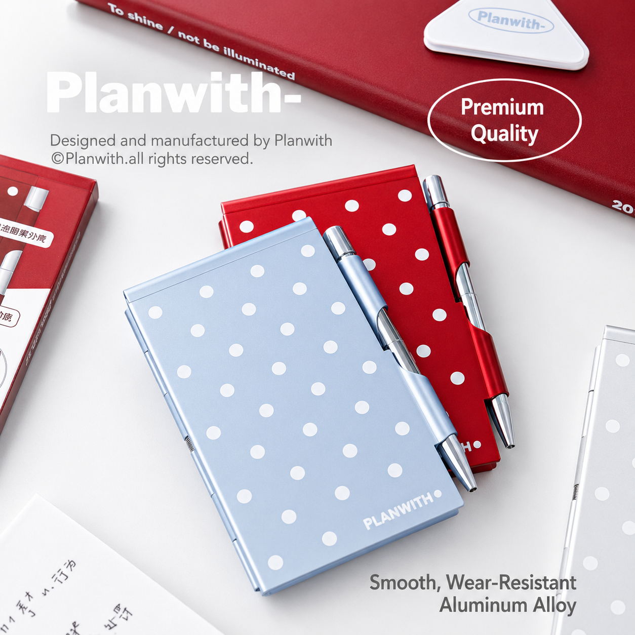 Planwith Pocket Metal Memo Pad Set with Twist Pen | Aluminum Alloy Pocket Journal