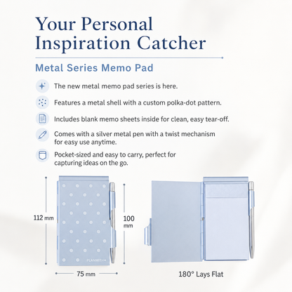 Planwith Pocket Metal Memo Pad Set with Twist Pen | Aluminum Alloy Pocket Journal