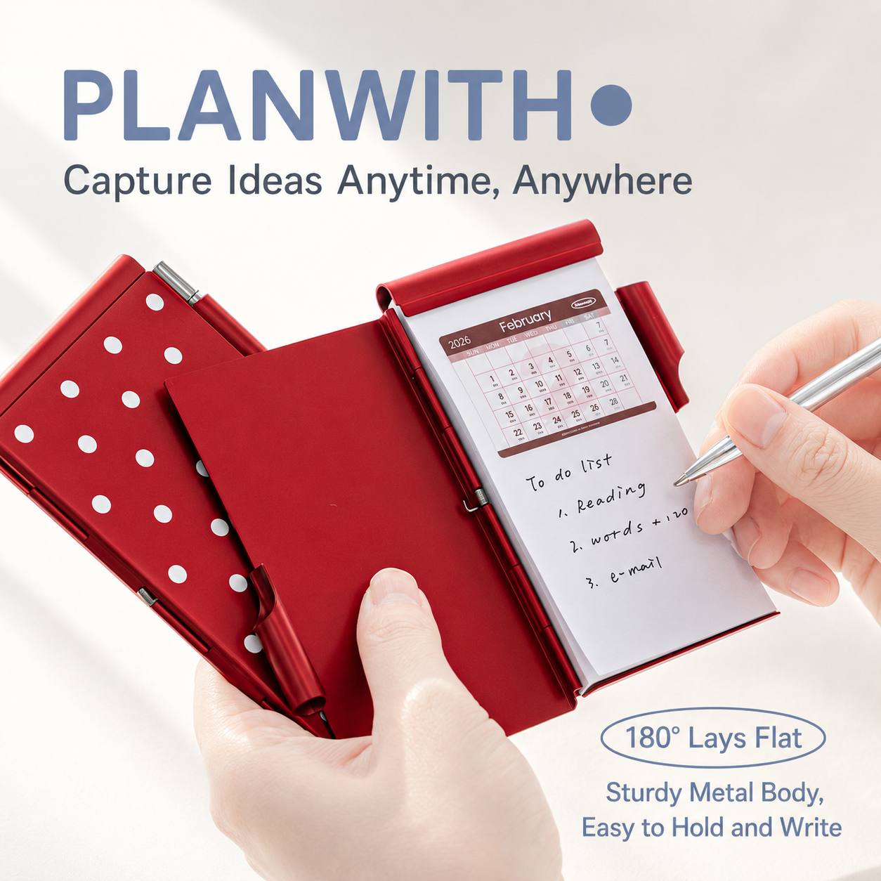 Planwith Pocket Metal Memo Pad Set with Twist Pen | Aluminum Alloy Pocket Journal