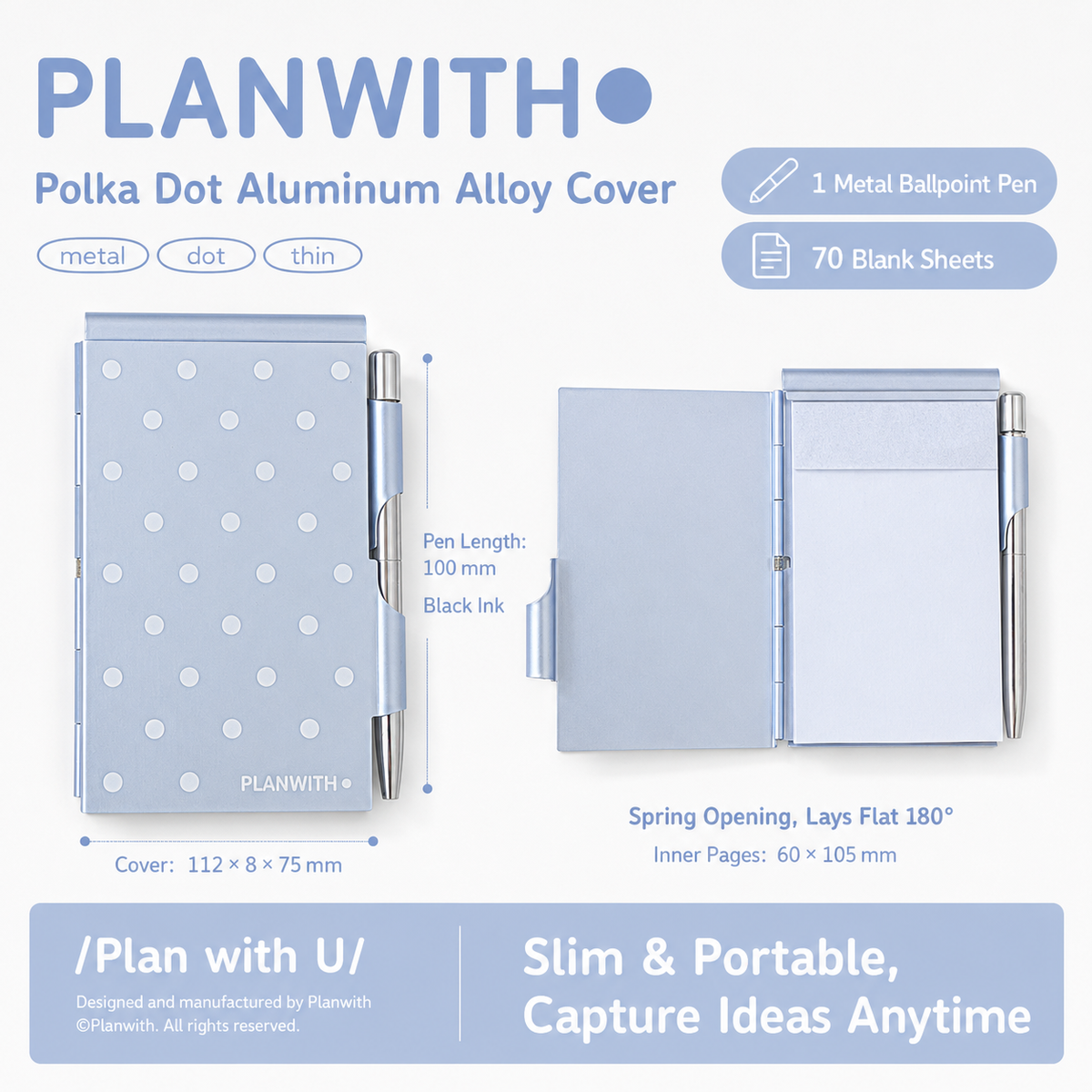 Planwith Pocket Metal Memo Pad Set with by Planwith - lifestyle stationery view for journaling writing tool | Lumiyear