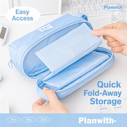 Planwith Expansion 2.0 Accordion Pull-Out Pencil Pouch | Large Capacity Dual-Layer Pen Case