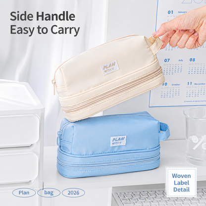 Planwith Expansion 2.0 Accordion Pull-Out Pencil Pouch | Large Capacity Dual-Layer Pen Case