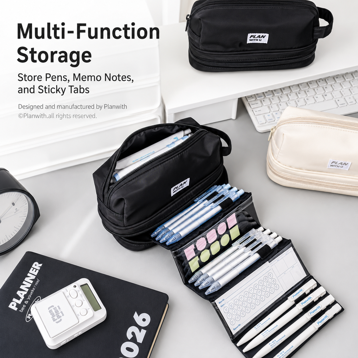 Planwith Expansion 2.0 Accordion Pull-Out Pencil Pouch | Large Capacity Dual-Layer Pen Case