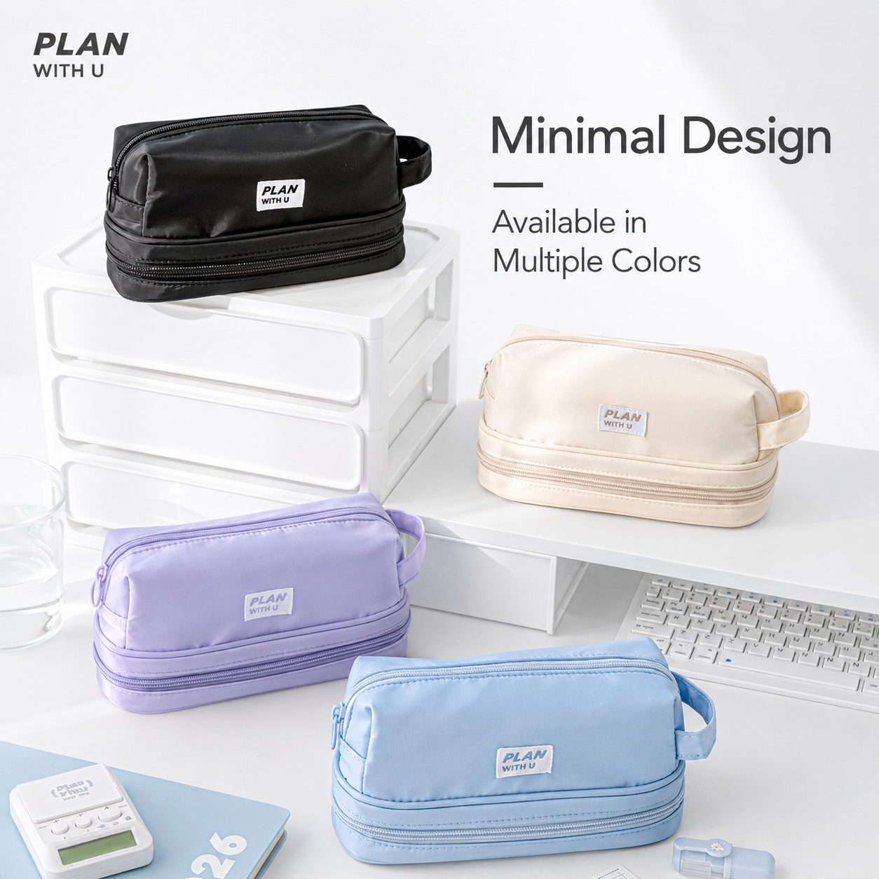 Planwith Expansion 2.0 Accordion Pull-Out Pencil Pouch | Large Capacity Dual-Layer Pen Case