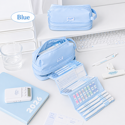 Planwith Expansion 2.0 Accordion Pull-Out Pencil Pouch | Large Capacity Dual-Layer Pen Case