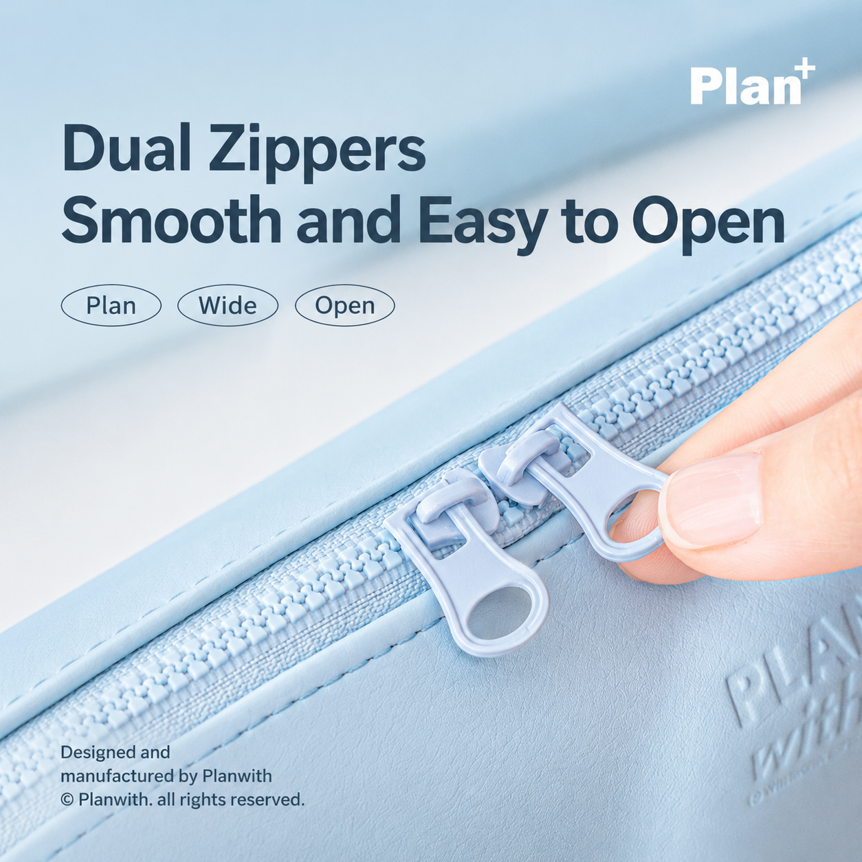 Planwith Soft PU Leather Pencil Case with Dual Zippers | Large Capacity Wide Opening Pen Pouch