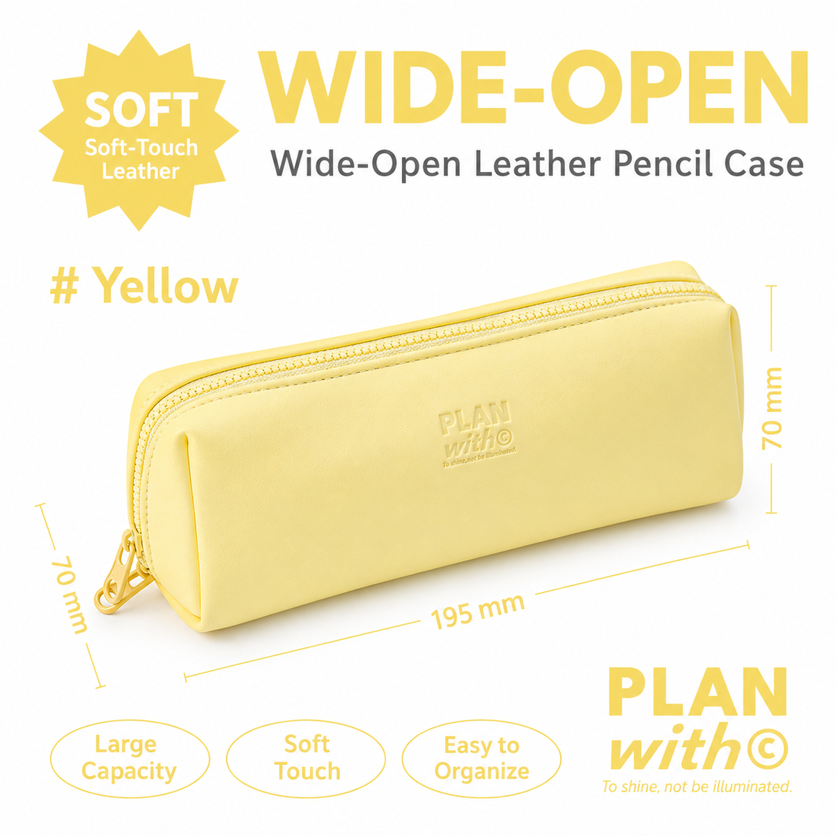Planwith Soft PU Leather Pencil Case with Dual Zippers by Planwith - color option view for journaling writing tool | Lumiyear