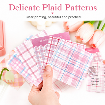 MISSTIME Vintage Plaid Series Sticky Notes Set | Pastel Checkered Memo Pads