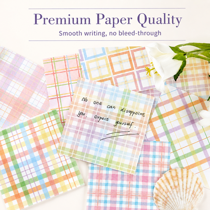 MISSTIME Vintage Plaid Series Sticky Notes Set | Pastel Checkered Memo Pads