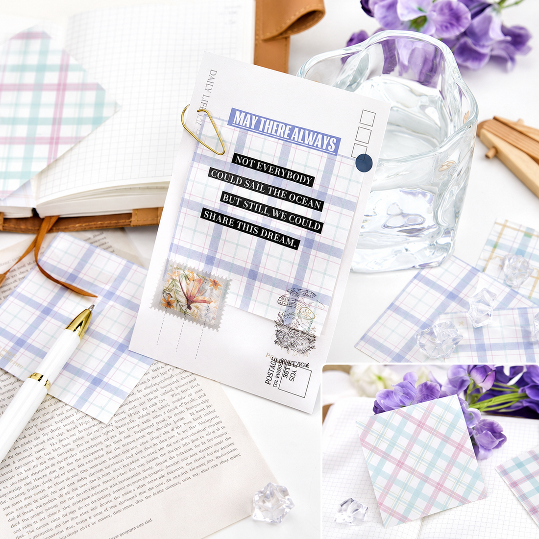 MISSTIME Vintage Plaid Series of Notes Set by MISSTIME - color option view for aesthetic stationery | Lumiyear