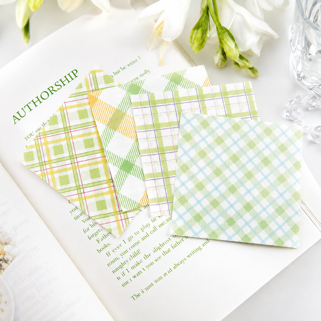 MISSTIME Vintage Plaid Series Sticky Notes Set | Pastel Checkered Memo Pads