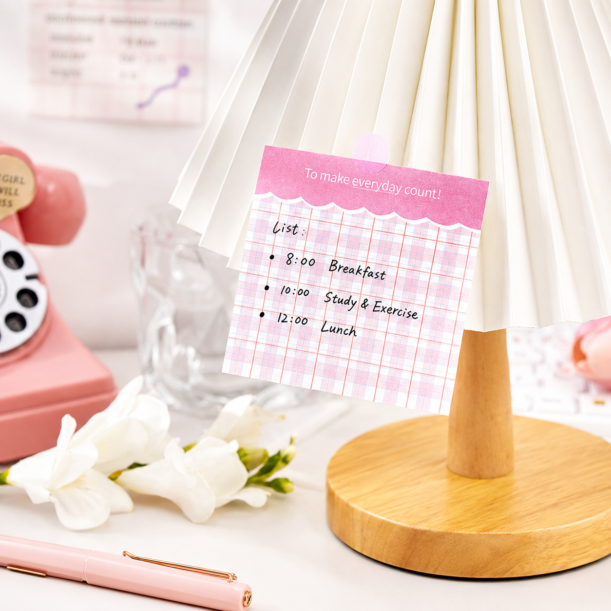 MISSTIME Vintage Plaid Series Sticky Notes Set | Pastel Checkered Memo Pads