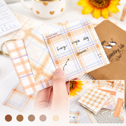 MISSTIME Vintage Plaid Series Sticky Notes Set | Pastel Checkered Memo Pads
