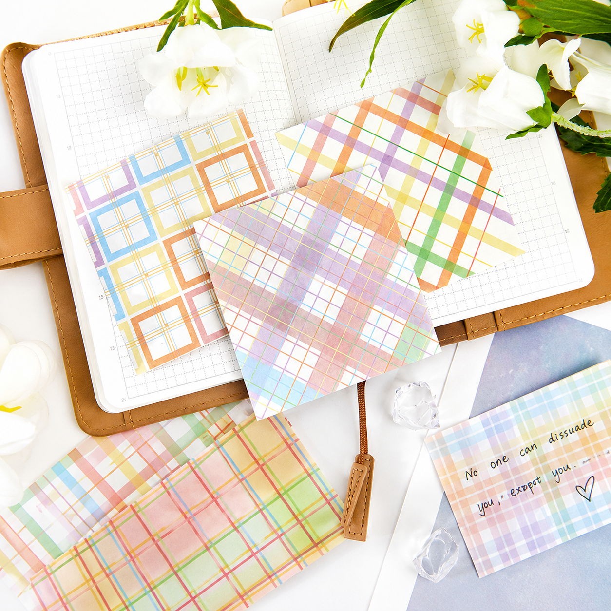 MISSTIME Vintage Plaid Series Sticky Notes Set | Pastel Checkered Memo Pads