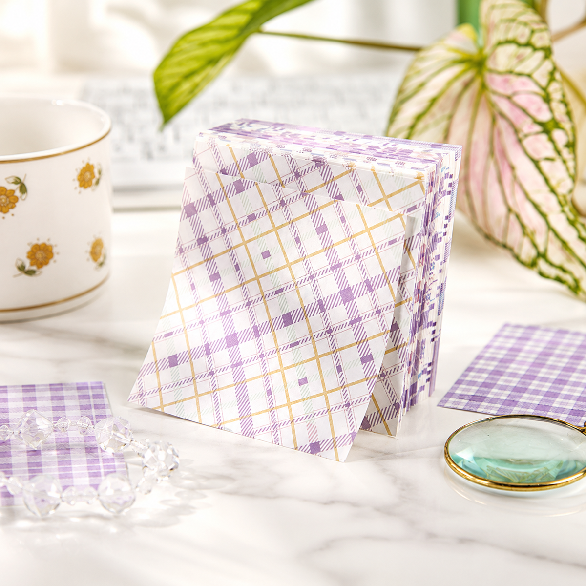 MISSTIME Vintage Plaid Series of Notes Set by MISSTIME - color option view for aesthetic stationery | Lumiyear