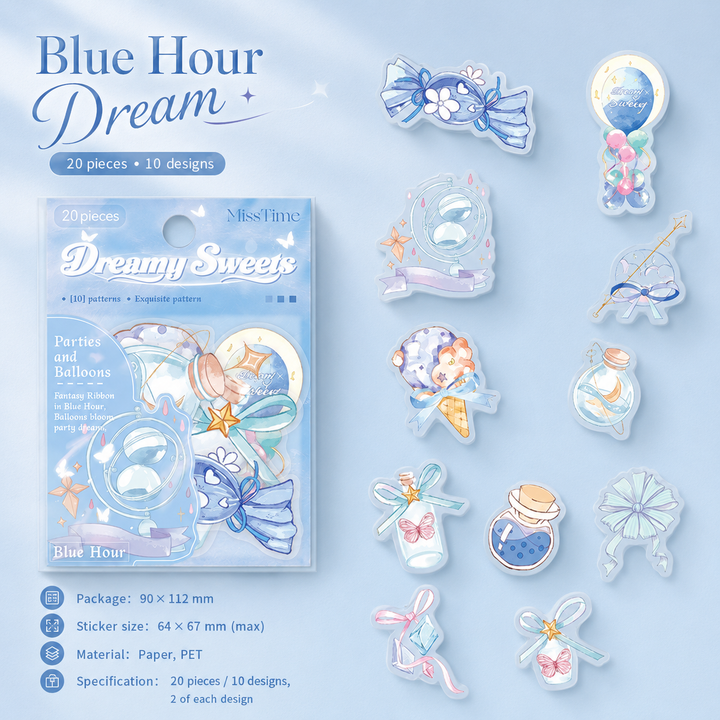 MISSTIME Dreamy Sweets Series PET Sticker Pack by MISSTIME - detail view for scrapbook decoration | Lumiyear