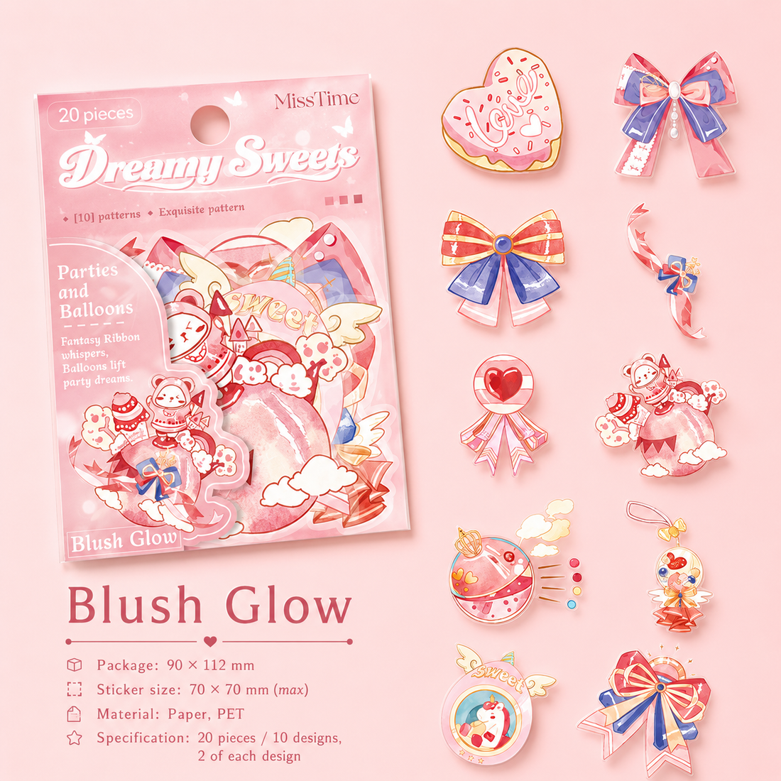 MISSTIME Dreamy Sweets Series PET Sticker Pack by MISSTIME - color option view for scrapbook decoration | Lumiyear