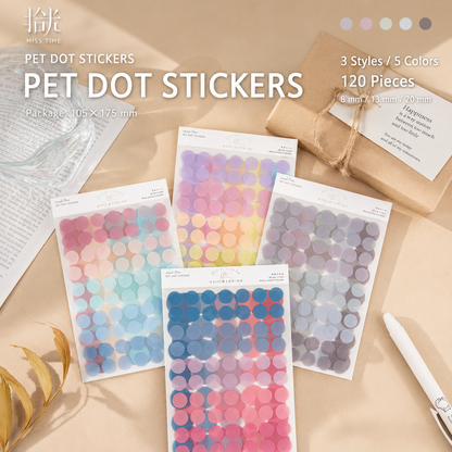 MISSTIME PET Dot Stickers Set (120 Pcs) by MISSTIME - color option view for scrapbook decoration | Lumiyear