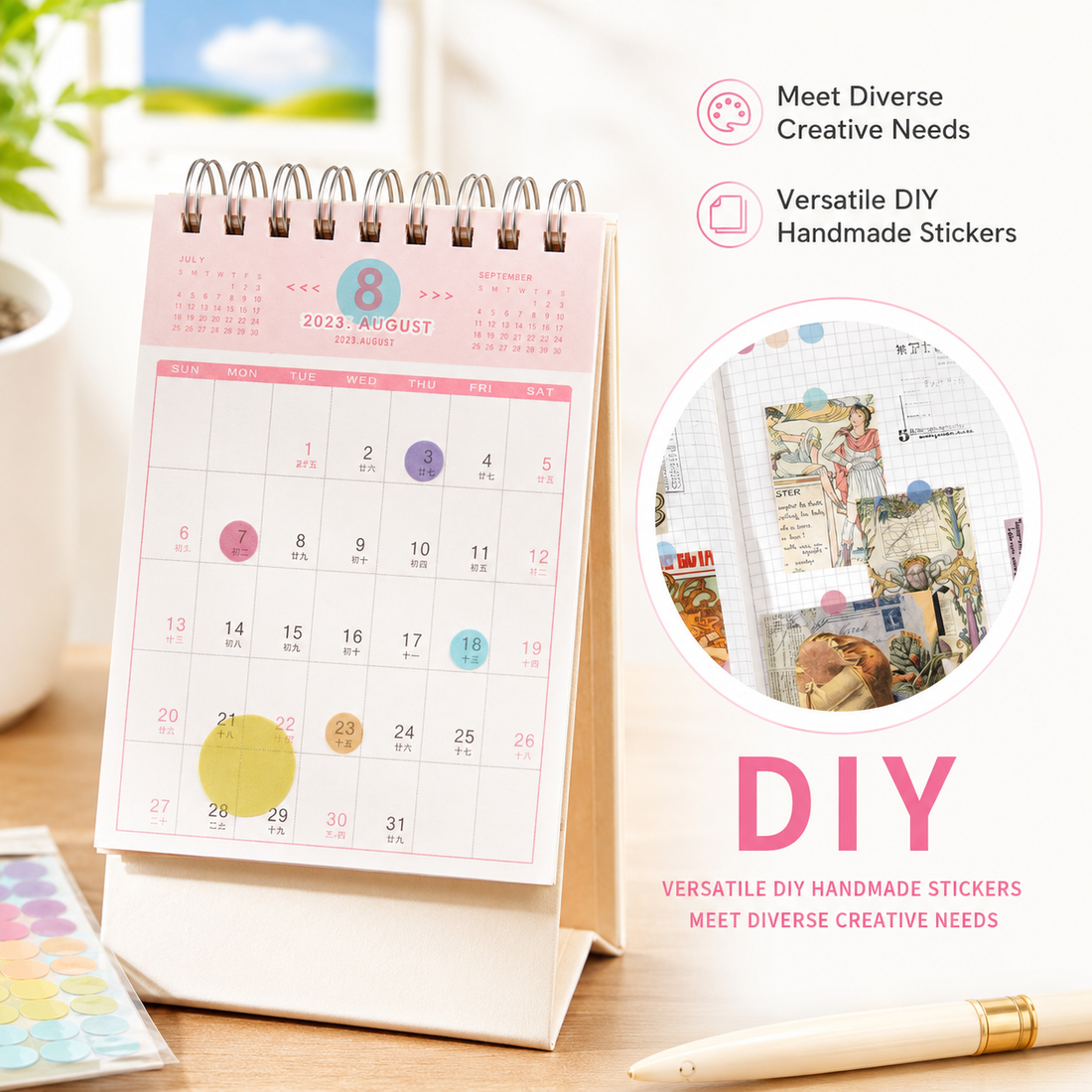 MISSTIME PET Dot Stickers Set (120 Pcs) by MISSTIME - color option view for scrapbook decoration | Lumiyear