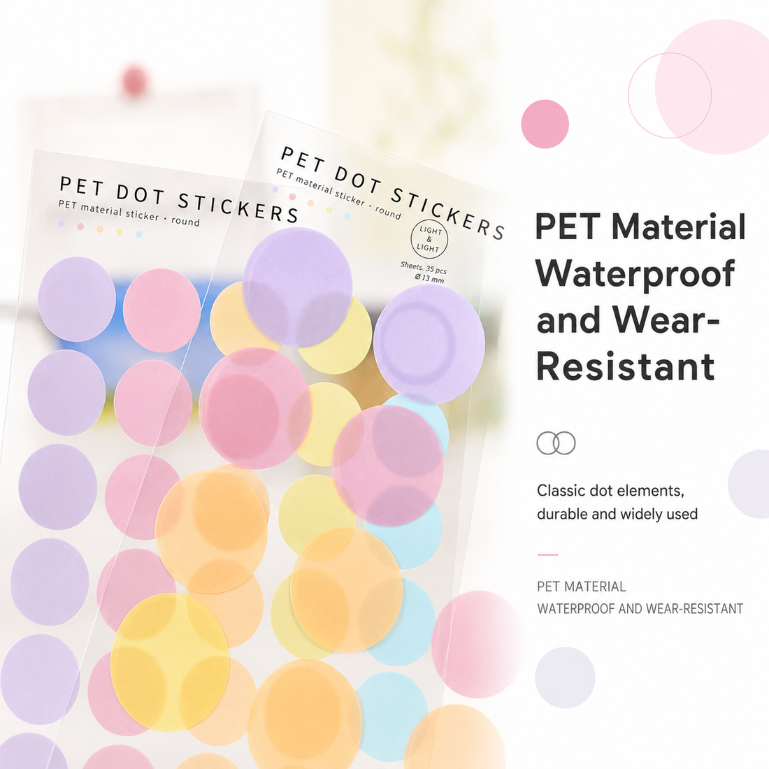 MISSTIME PET Dot Stickers Set (120 Pcs) by MISSTIME - packaging view for scrapbook decoration | Lumiyear