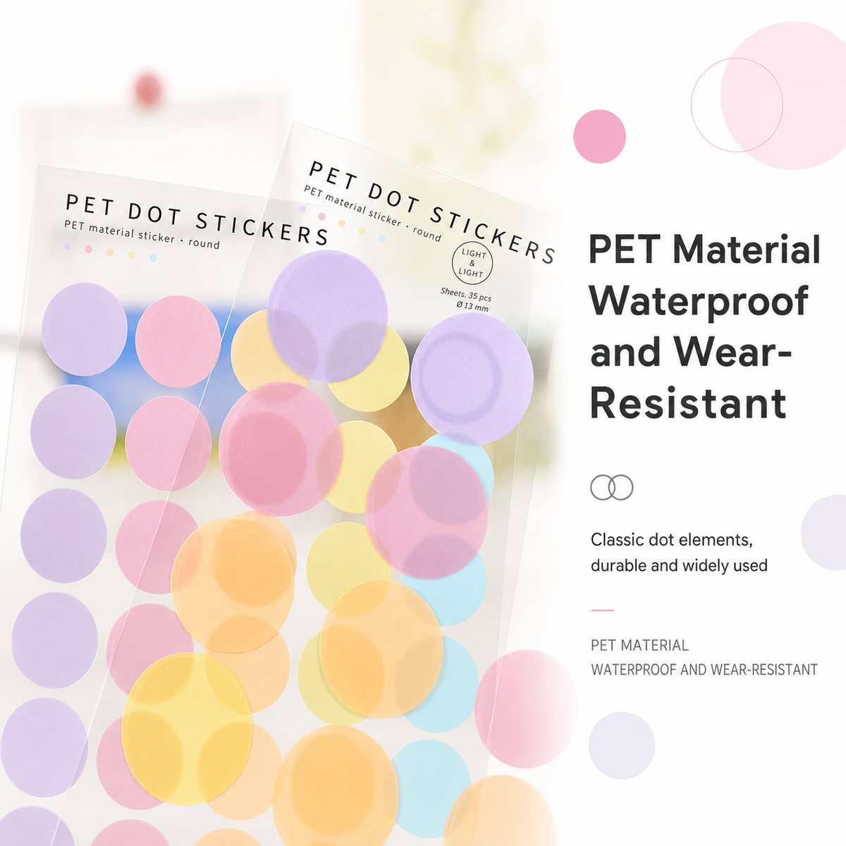 MISSTIME PET Dot Stickers Set (120 Pcs) by MISSTIME - packaging view for scrapbook decoration | Lumiyear