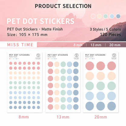 MISSTIME PET Dot Stickers Set (120 Pcs) by MISSTIME - color option view for scrapbook decoration | Lumiyear