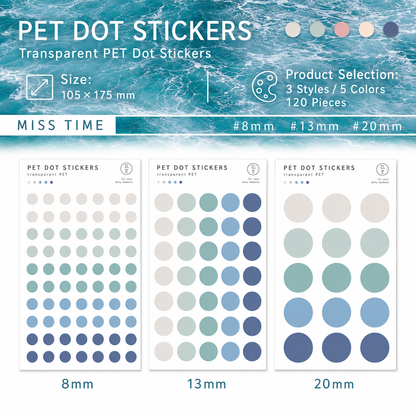 MISSTIME PET Dot Stickers Set (120 Pcs) by MISSTIME - color option view for scrapbook decoration | Lumiyear