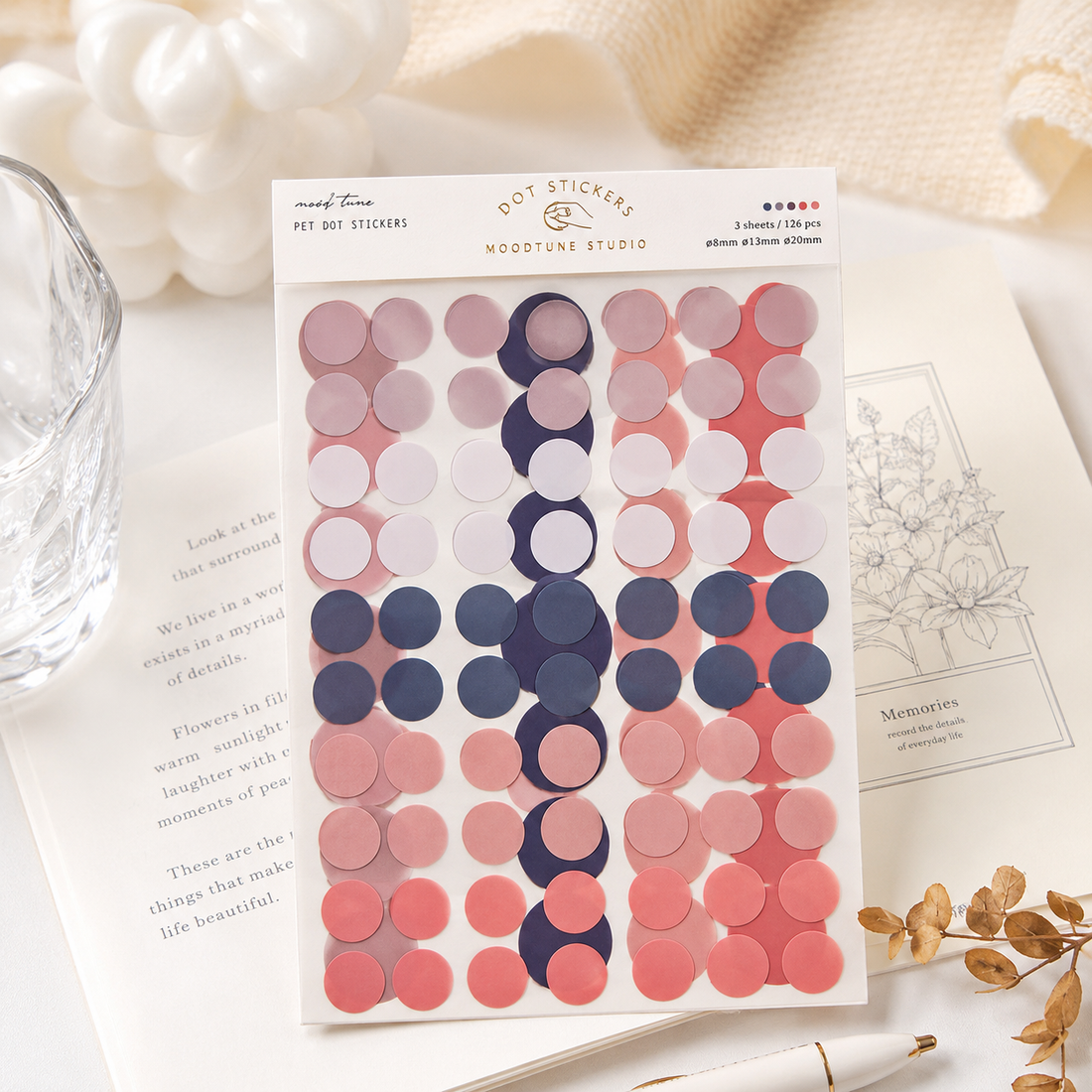 MISSTIME PET Dot Stickers Set (120 Pcs) by MISSTIME - color option view for scrapbook decoration | Lumiyear