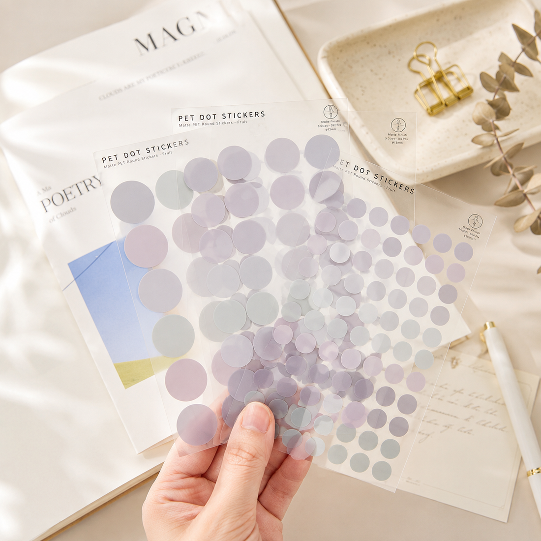 MISSTIME PET Dot Stickers Set (120 Pcs) by MISSTIME - color option view for scrapbook decoration | Lumiyear