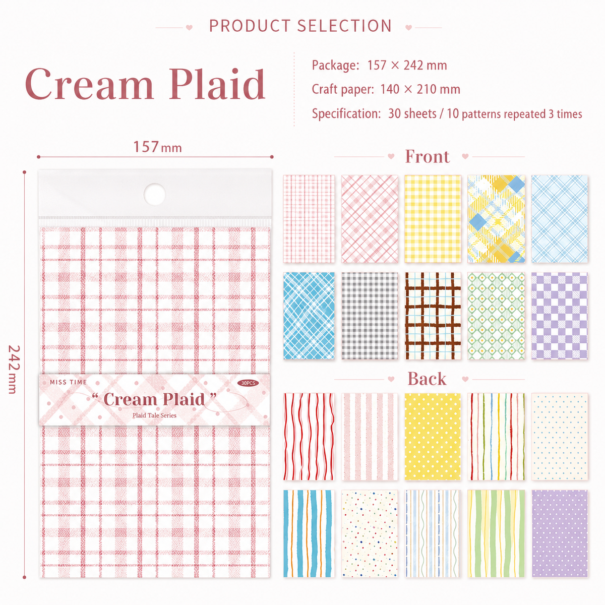 Checkered Tale Series Craft Paper (30 Sheets) by mr.paper - color option view for scrapbook decoration | Lumiyear