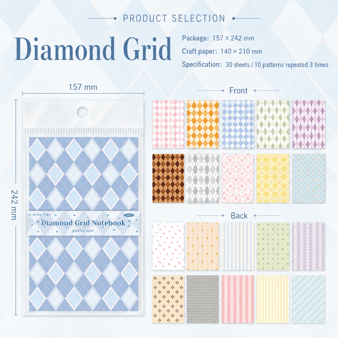 Checkered Tale Series Craft Paper (30 Sheets) by mr.paper - color option view for scrapbook decoration | Lumiyear