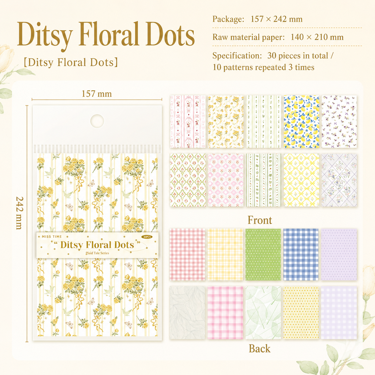 Checkered Tale Series Craft Paper (30 Sheets) by mr.paper - color option view for scrapbook decoration | Lumiyear