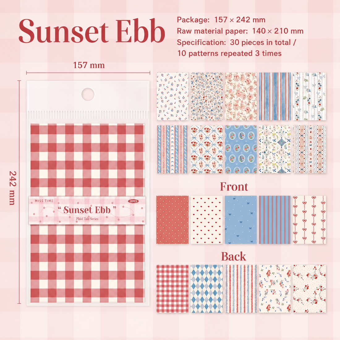 Checkered Tale Series Craft Paper (30 Sheets) by mr.paper - color option view for scrapbook decoration | Lumiyear