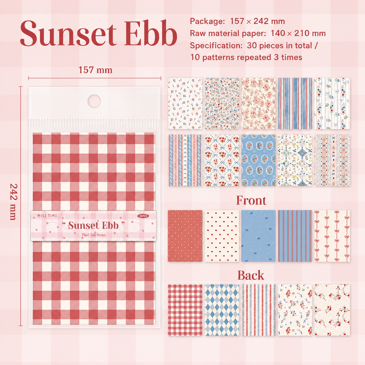 Checkered Tale Series Craft Paper (30 Sheets) by mr.paper - color option view for scrapbook decoration | Lumiyear