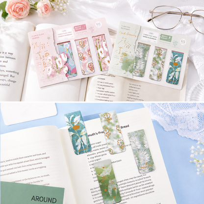 Vintage Floral Magnetic Bookmark Set (4 Pcs)