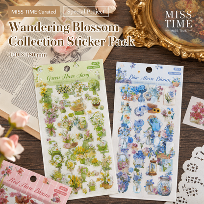Wandering Blossom PET Floral Sticker Pack (3 Sheets) by MISSTIME - inside detail for scrapbook decoration | Lumiyear