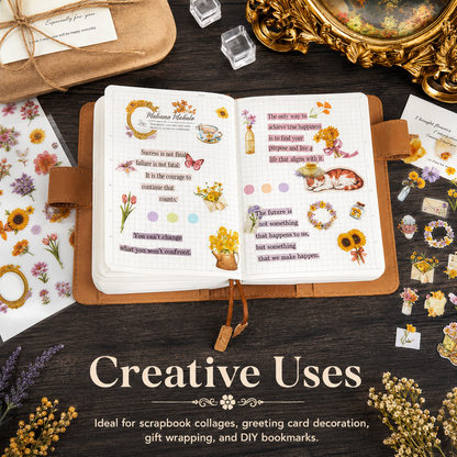 Wandering Blossom PET Floral Sticker Pack (3 Sheets) by MISSTIME - color option view for scrapbook decoration | Lumiyear
